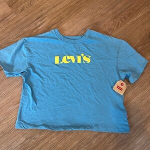 Levi’s Blue Speckled Crop Tee — Women’s Large — NWT